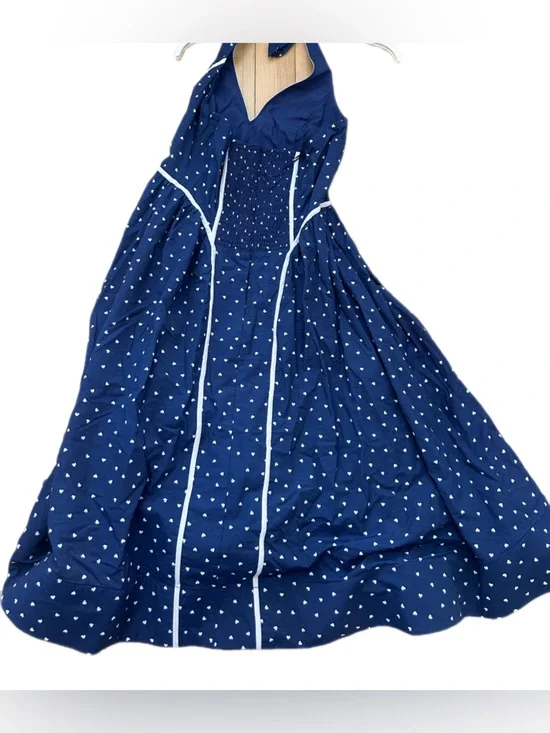 NWOT Anthropologie Maeve Navy Halter Midi Dress with hearts size large - Picture 5 of 9